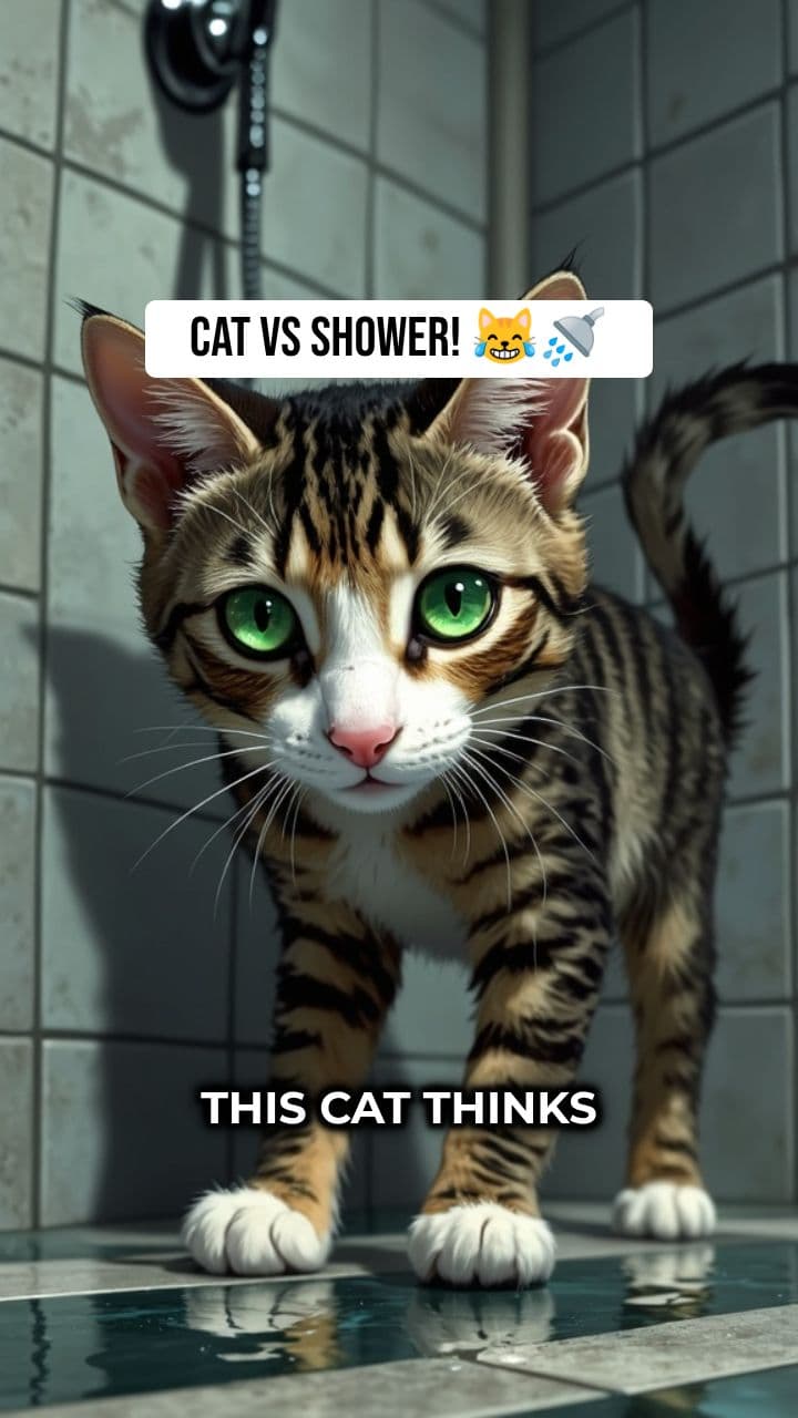Cat Attacks Water Stream From Shower 😹🚿