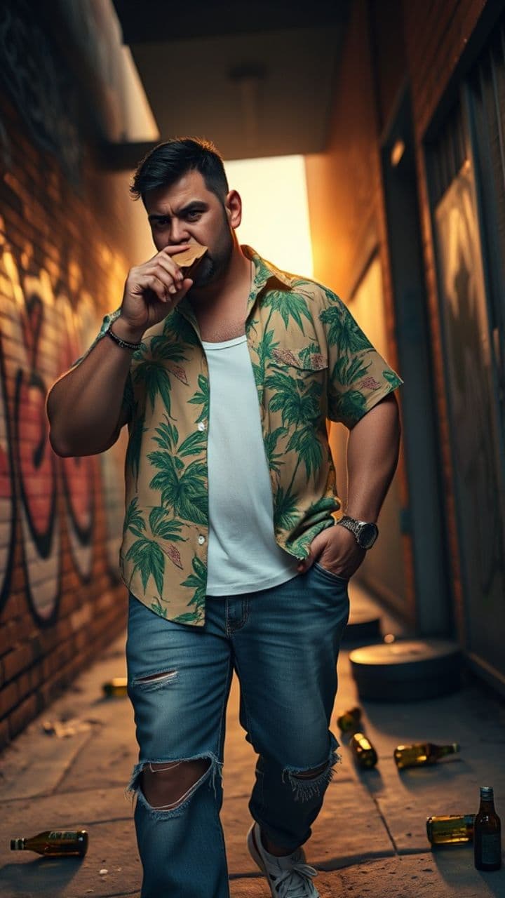 Sutener żuli w hawajskiej koszuli