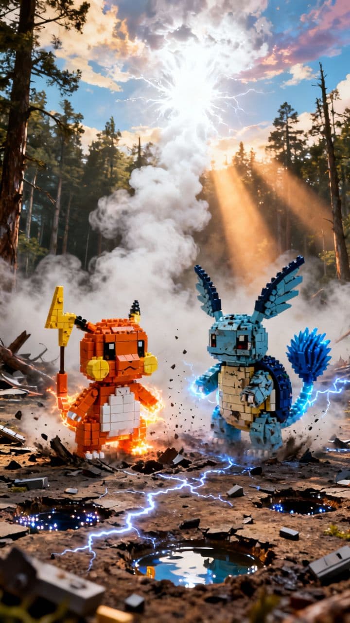 Lego Elemental Clash: Raichu vs. Wartortle
