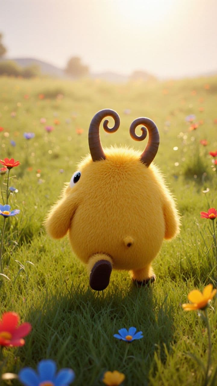 The Fluffy Creature's Colorful Find