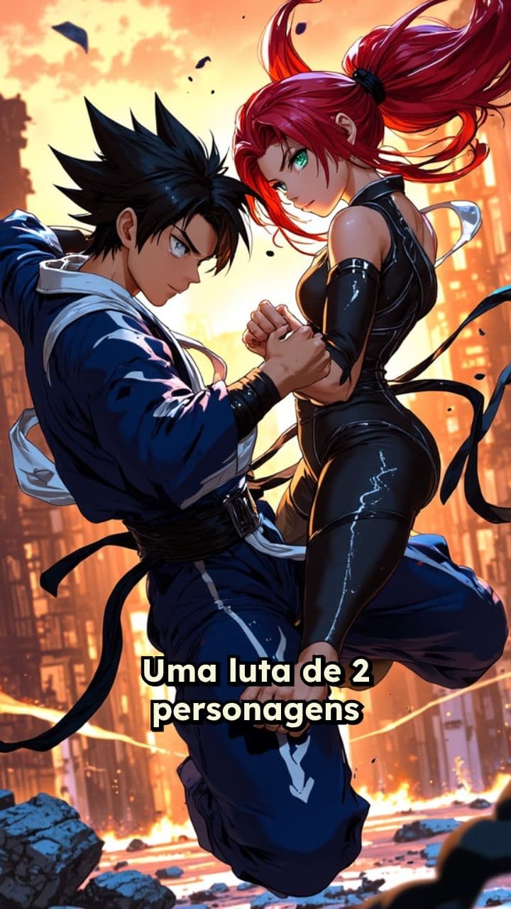 Luta Épica entre Dois Personagens de Anime