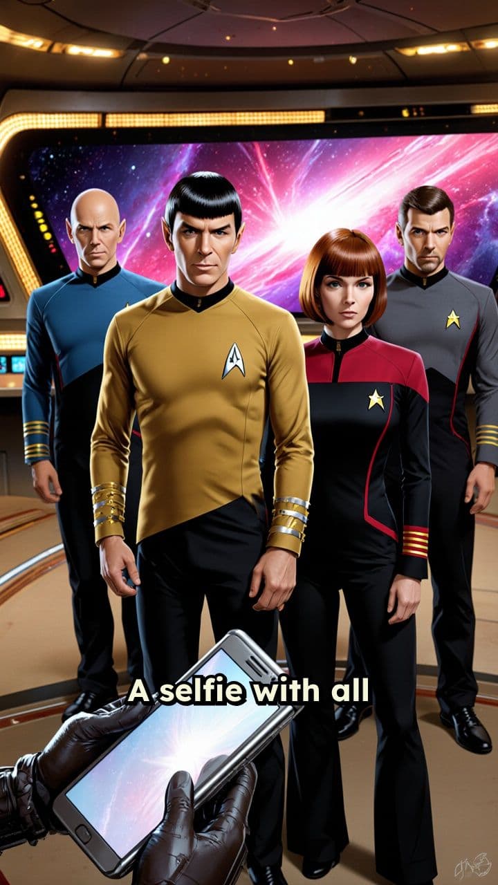 Selfie con todas las tripulaciones de Star Trek