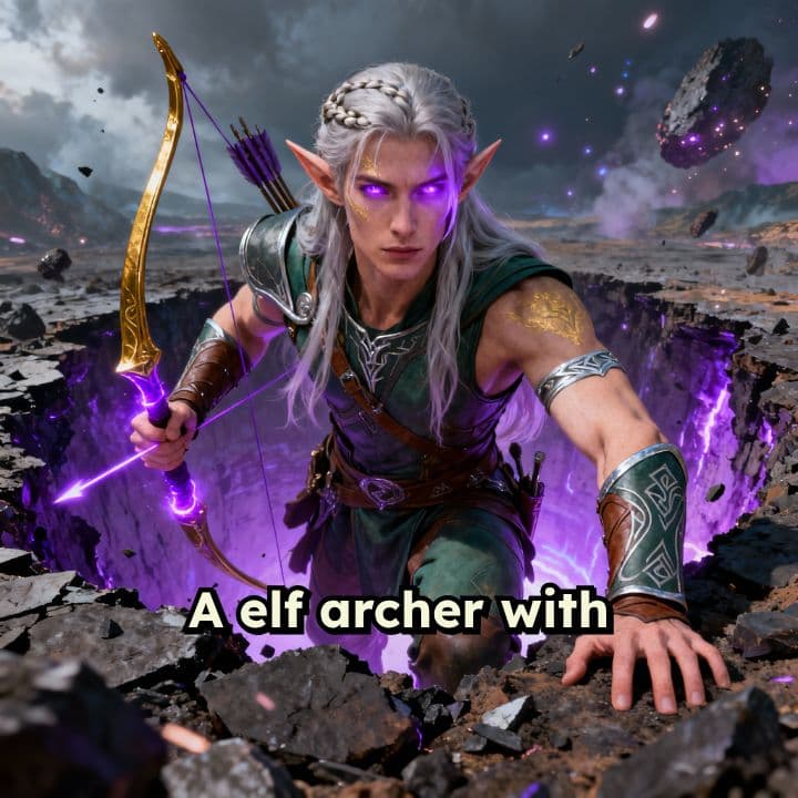 Ethereal Elf Archer Emerges from Meteor Crater