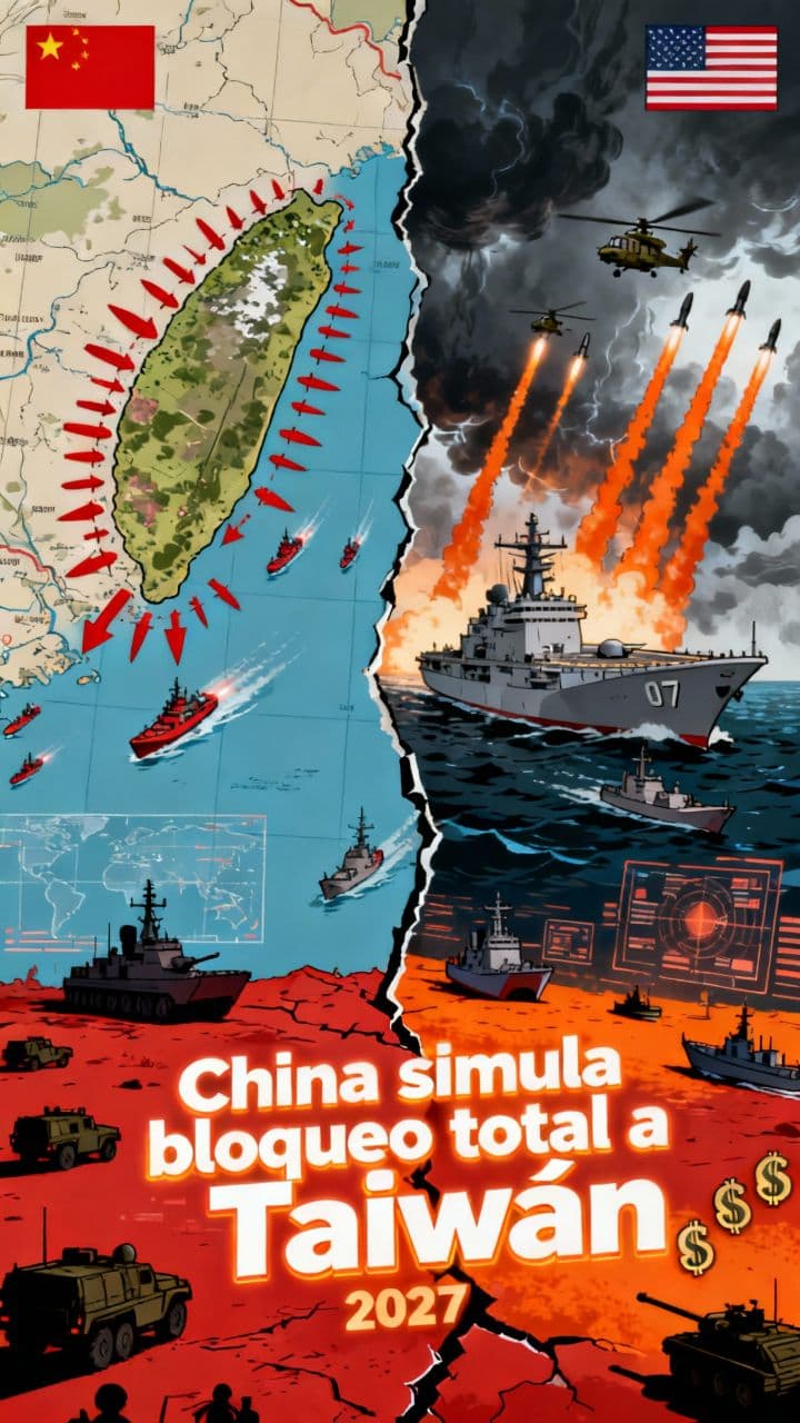 China simula bloqueo total a Taiwán