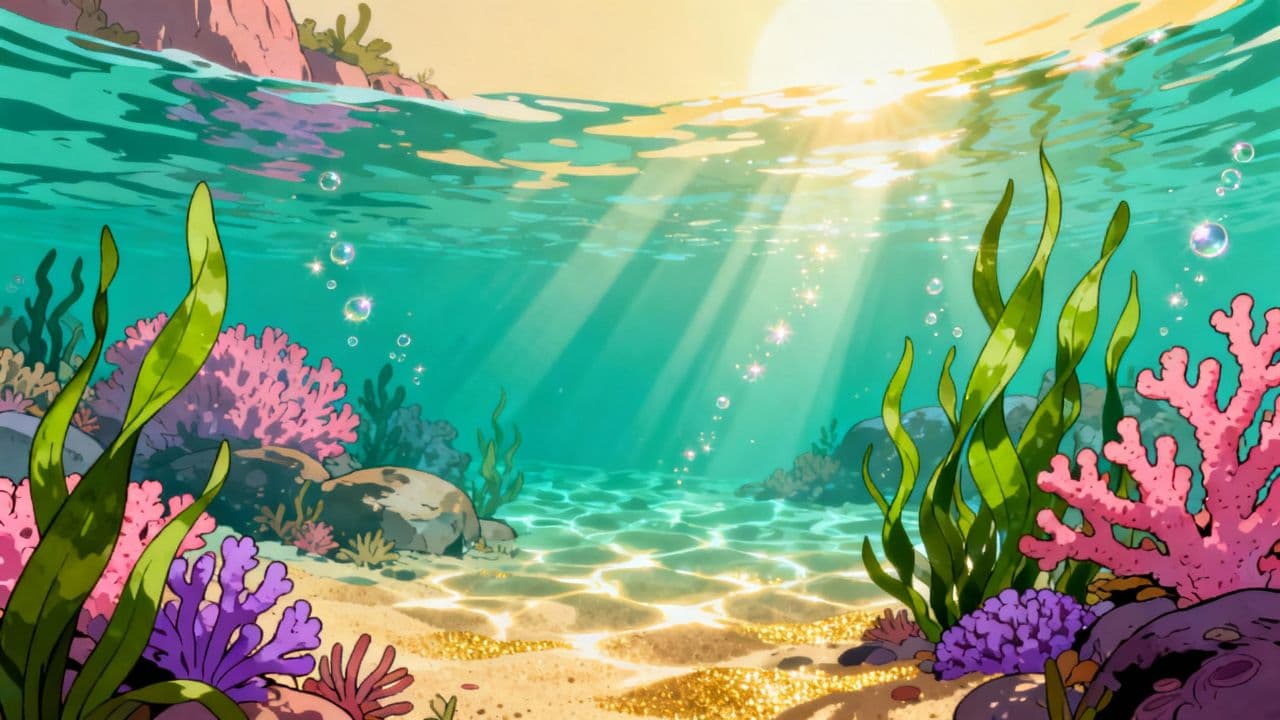 Fünf kleine Fische im Meer
