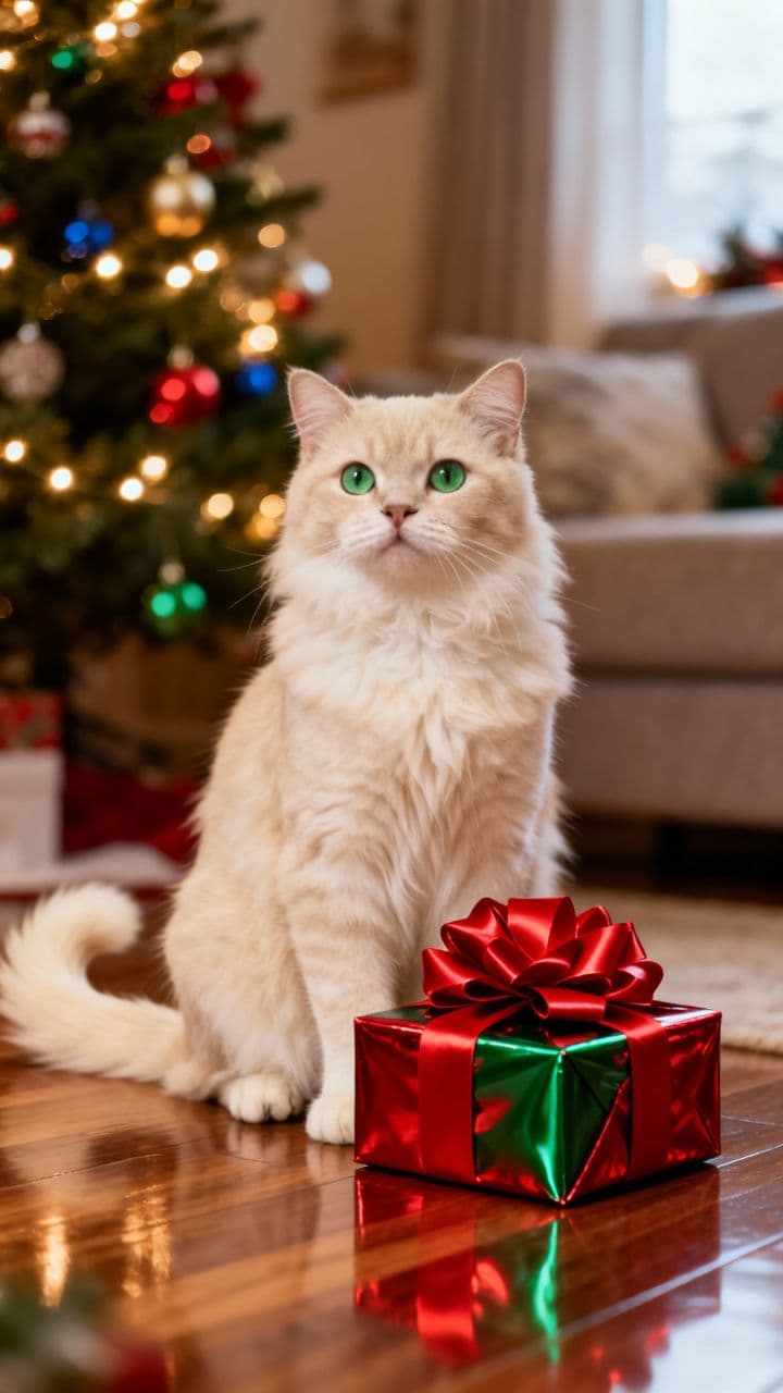 Curious Christmas Cat