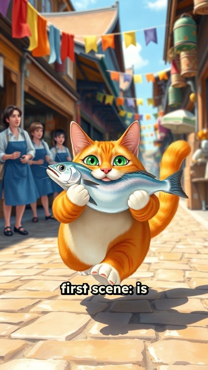 Orange Cat’s Fish Chase