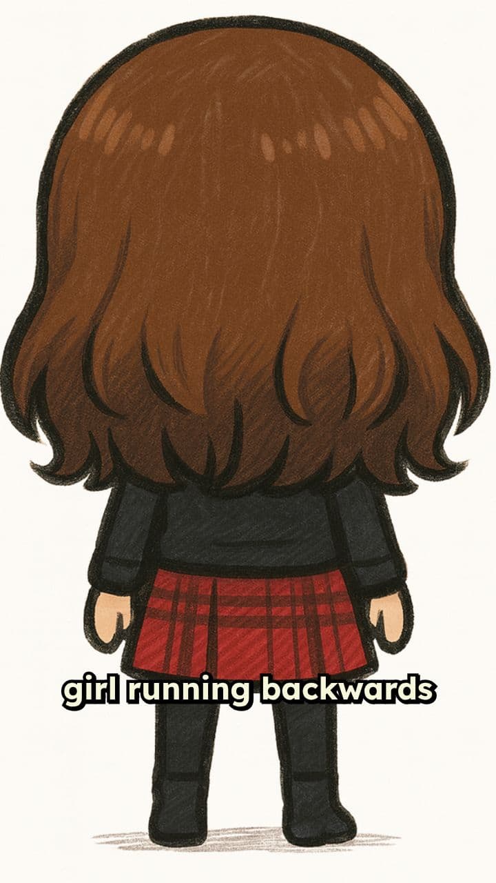 Menina correndo para trás perfeitamente