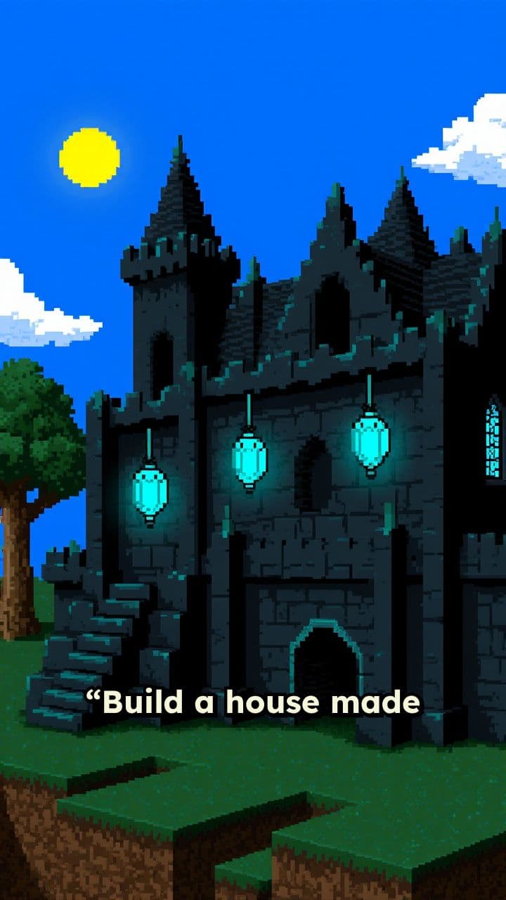 Netherite House with Glowing Lights
