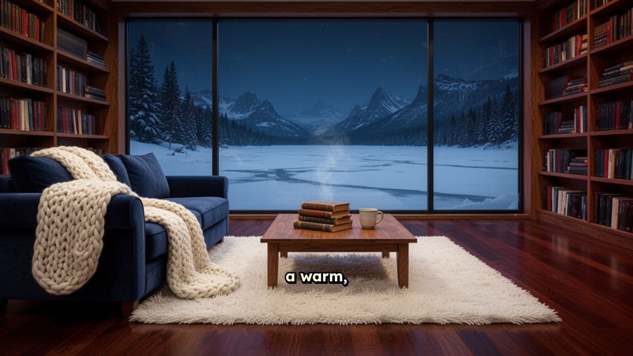 Cozy Winter Lake Night View