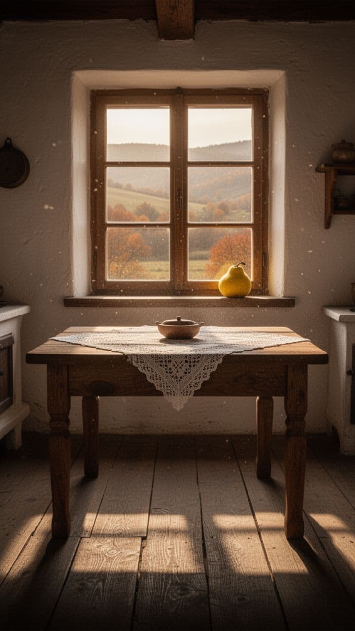 Жёлтая айва у окна