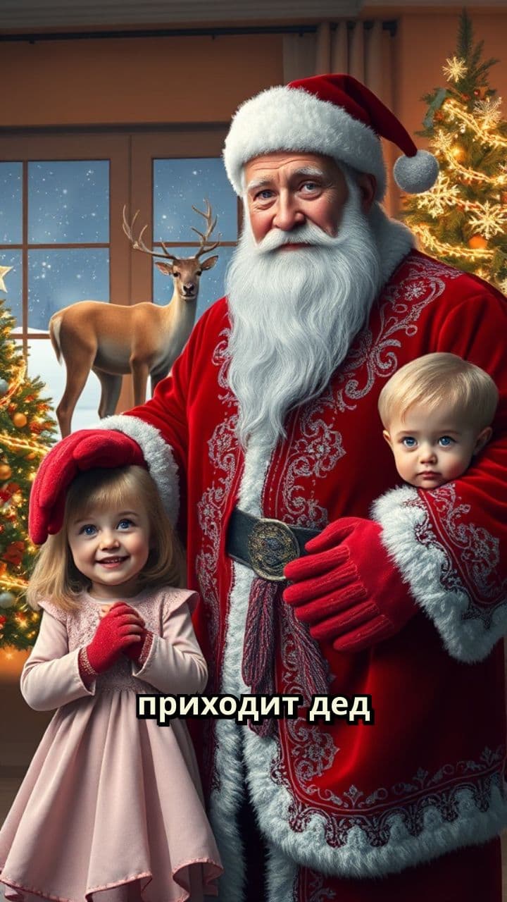 Дед Мороз поздравляет Афину и Роберта