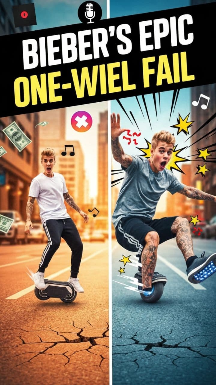 Bieber's Epic One-Wheel Fail