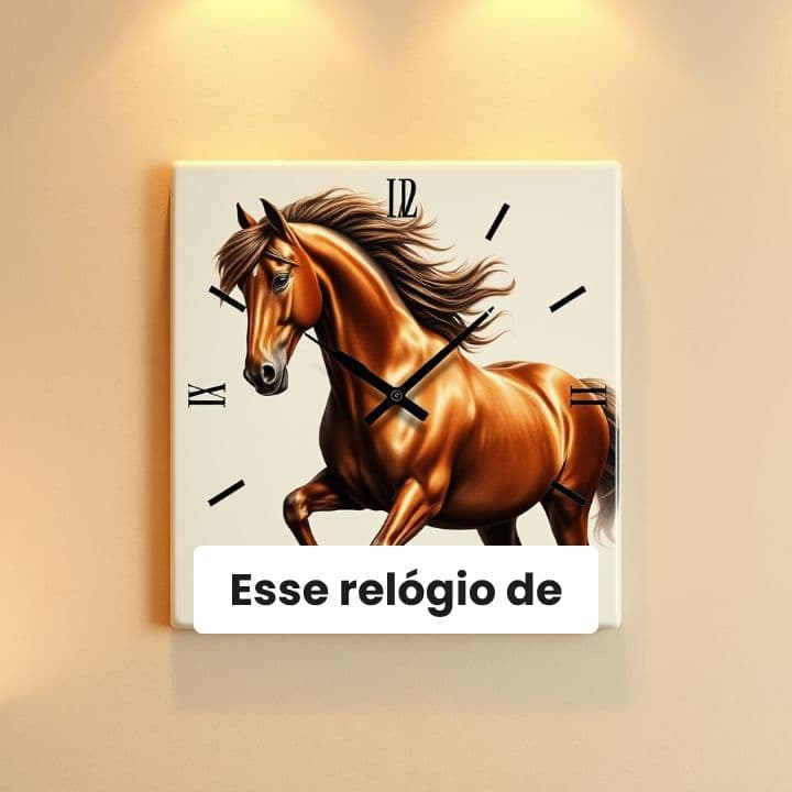 Relógio de Azulejo com Cavalo 20x20 cm