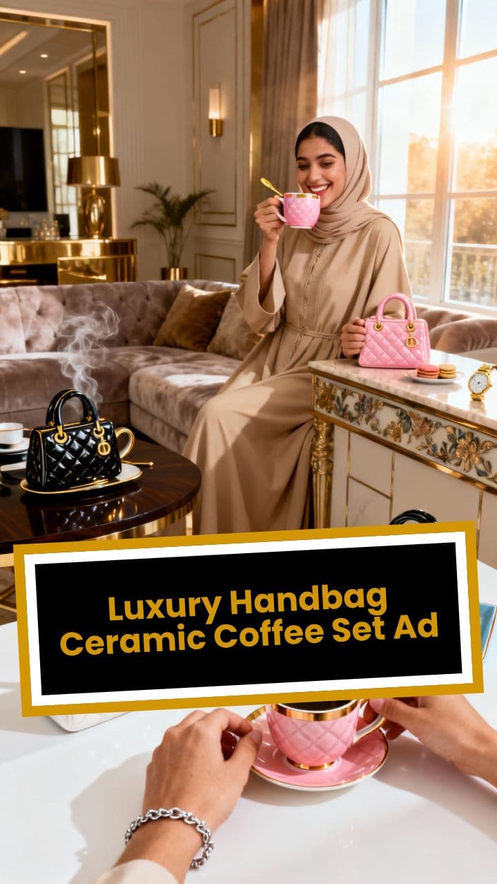 Luxury Handbag Ceramic Coffee Set Ad