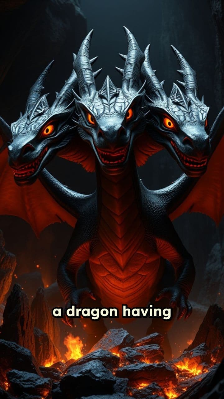 Three-Headed Dragon Breathing Fire