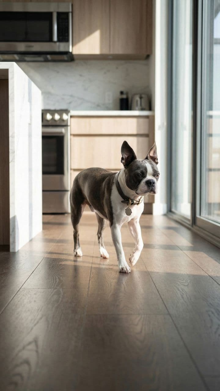 Boston Terrier Prepares a Roast