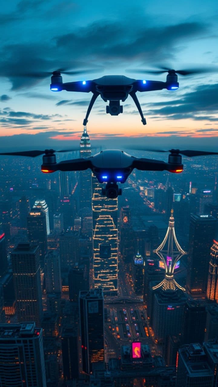 Futuristic City Drone Flight