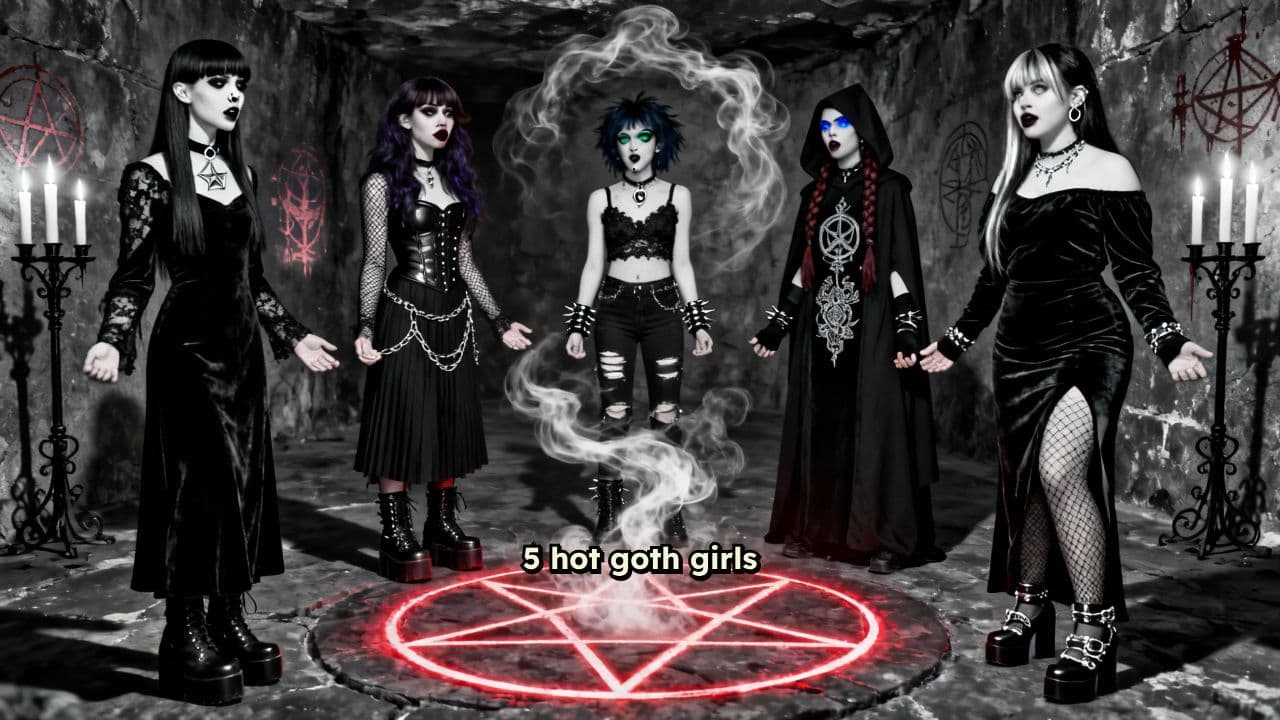 Goth Girls Chanting in Smoke Circle