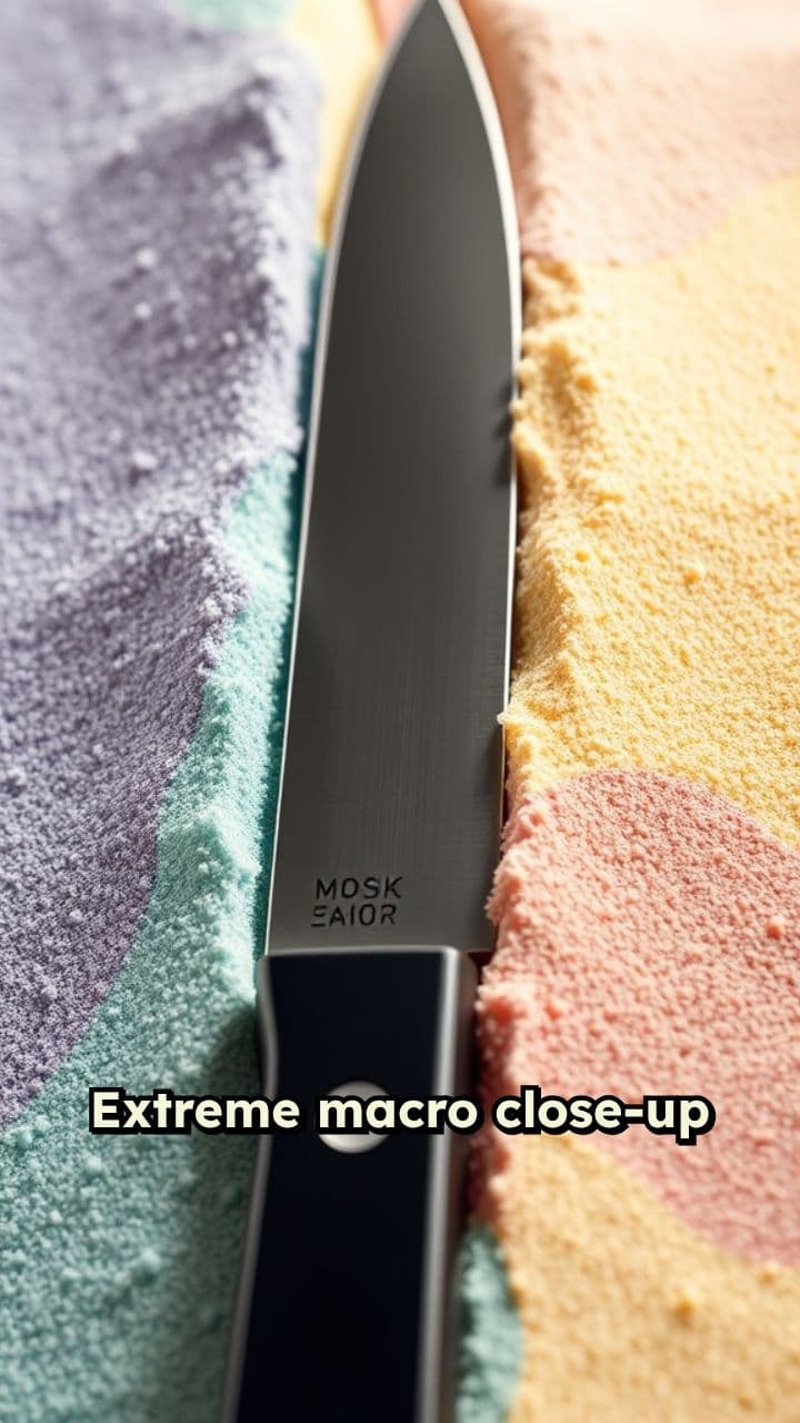 Slicing Rainbow Kinetic Sand in Slow Motion