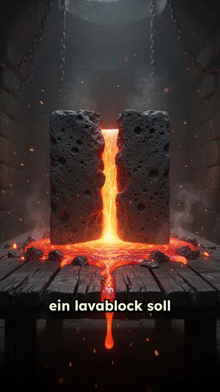 Lavablock in der Mitte zerschneiden