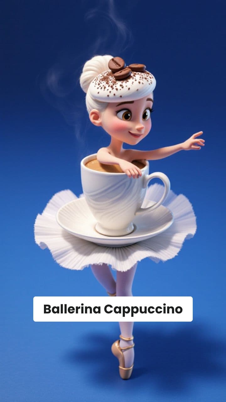 Ballerina Cappuccino on Blue Background