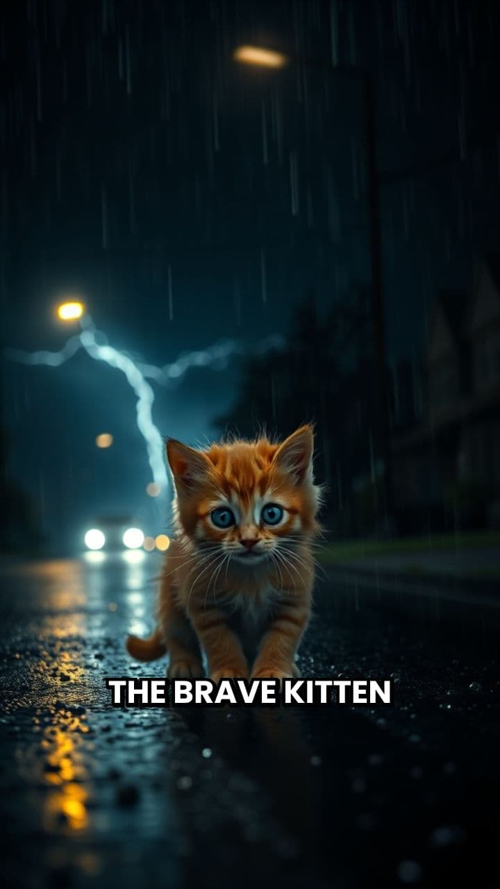 The Brave Kitten's Stormy Rescue