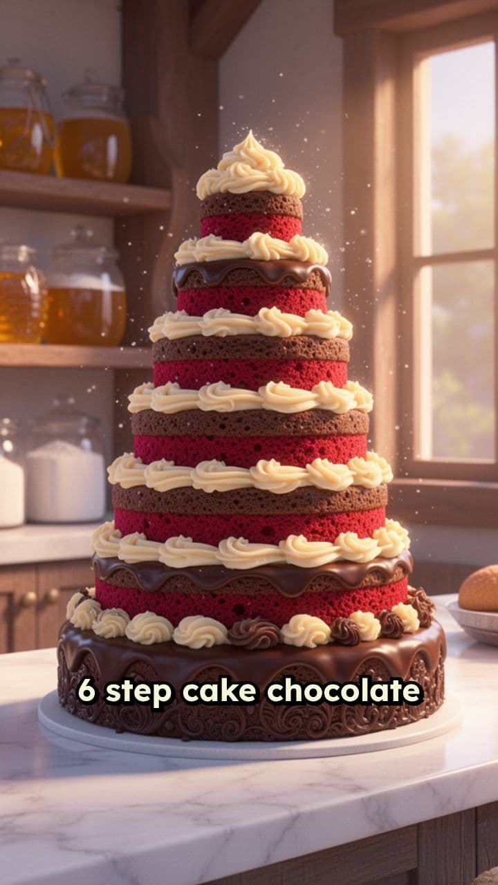 6-Step Chocolate and Red Velvet Cake