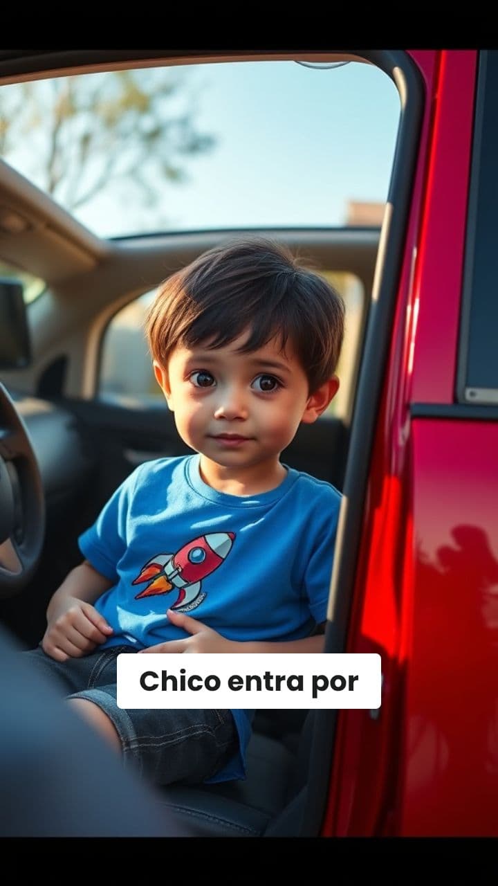 Chico se aleja en coche