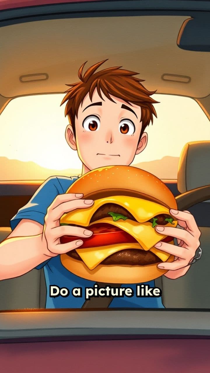 Giant Burger in the Car