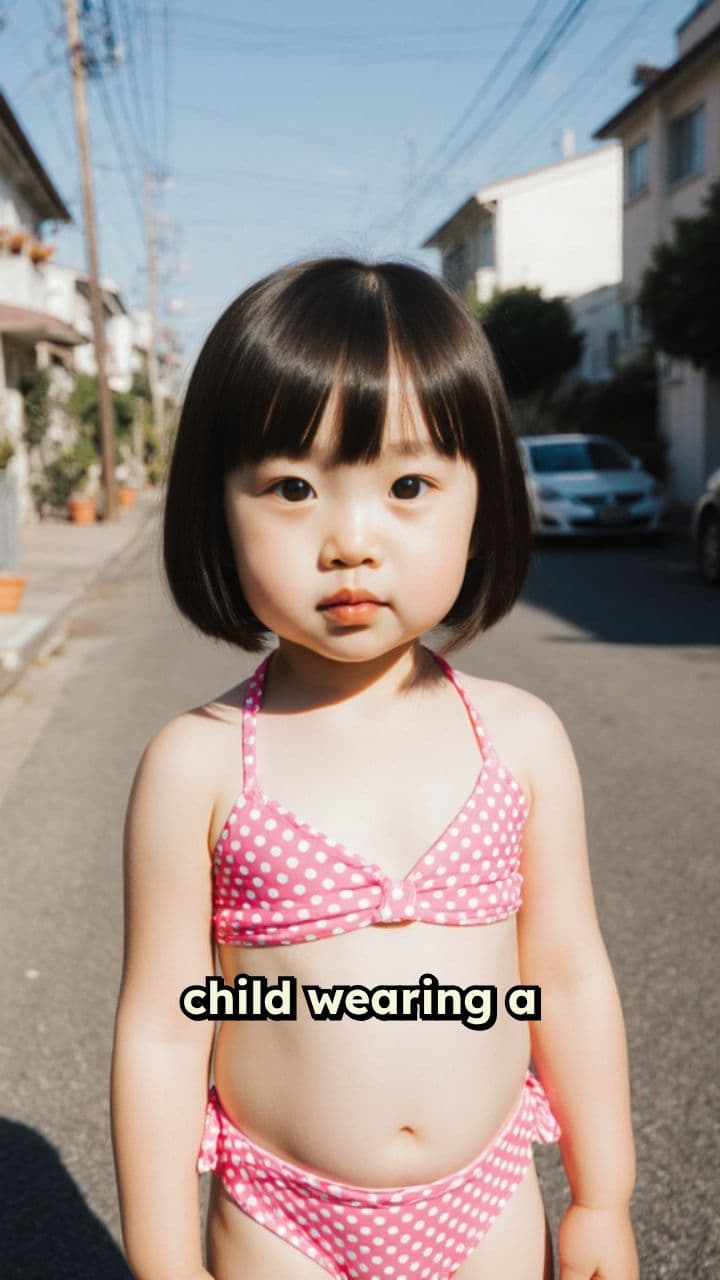 Child in Bikini on Street