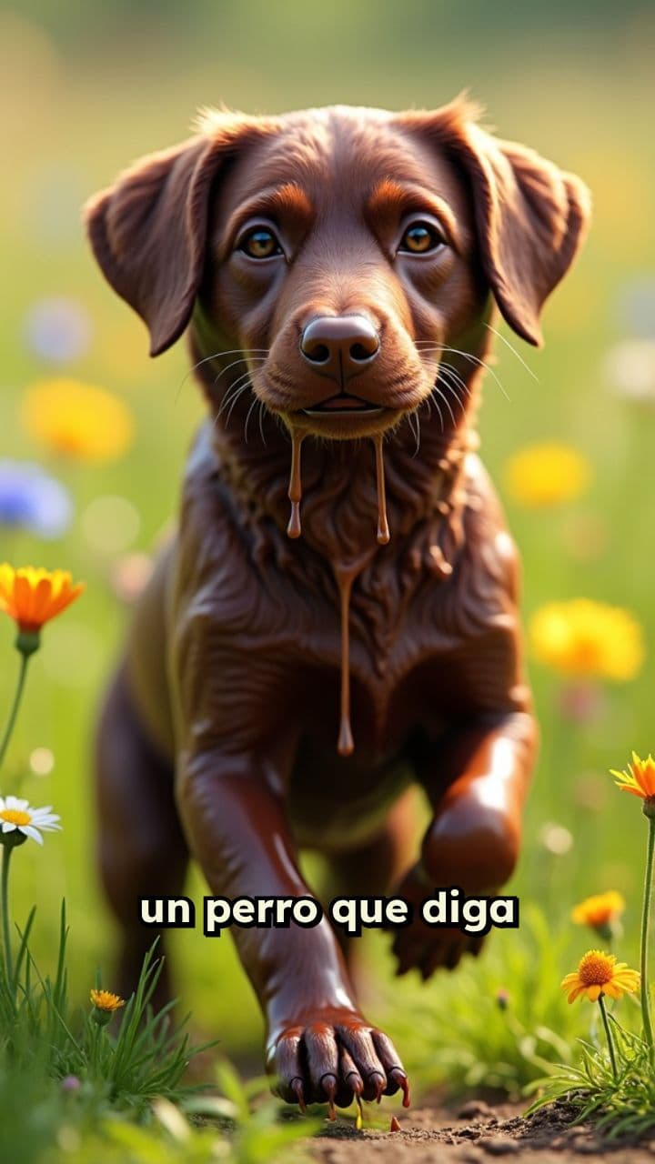 Perro de chocolate en la pradera