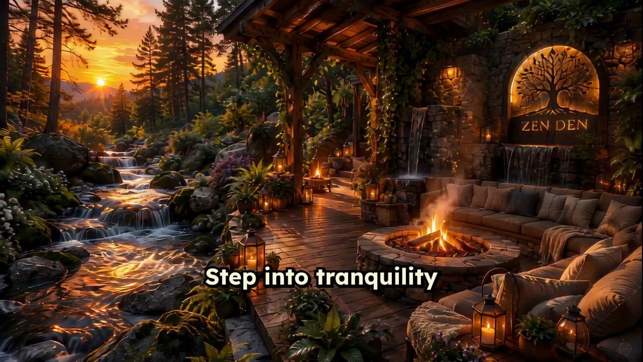 Peaceful Woodland Zen Retreat Sunset
