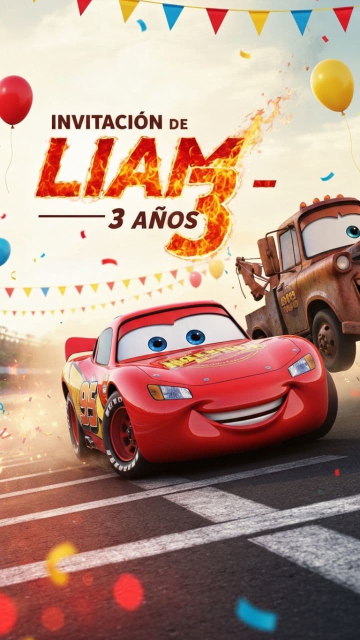 Invitación de cumpleaños – Liam 3 años
