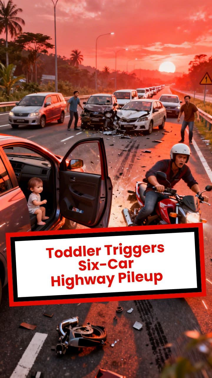 Toddler Triggers Six-Car Highway Pileup
