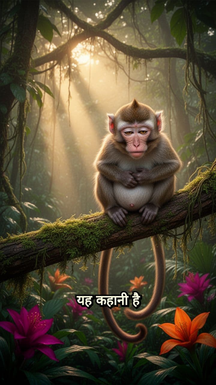 केले के पीछे भागता बंदर