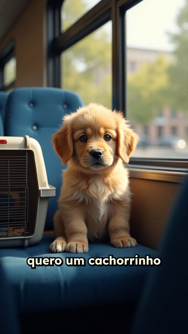 Cachorrinho no ônibus com casinha