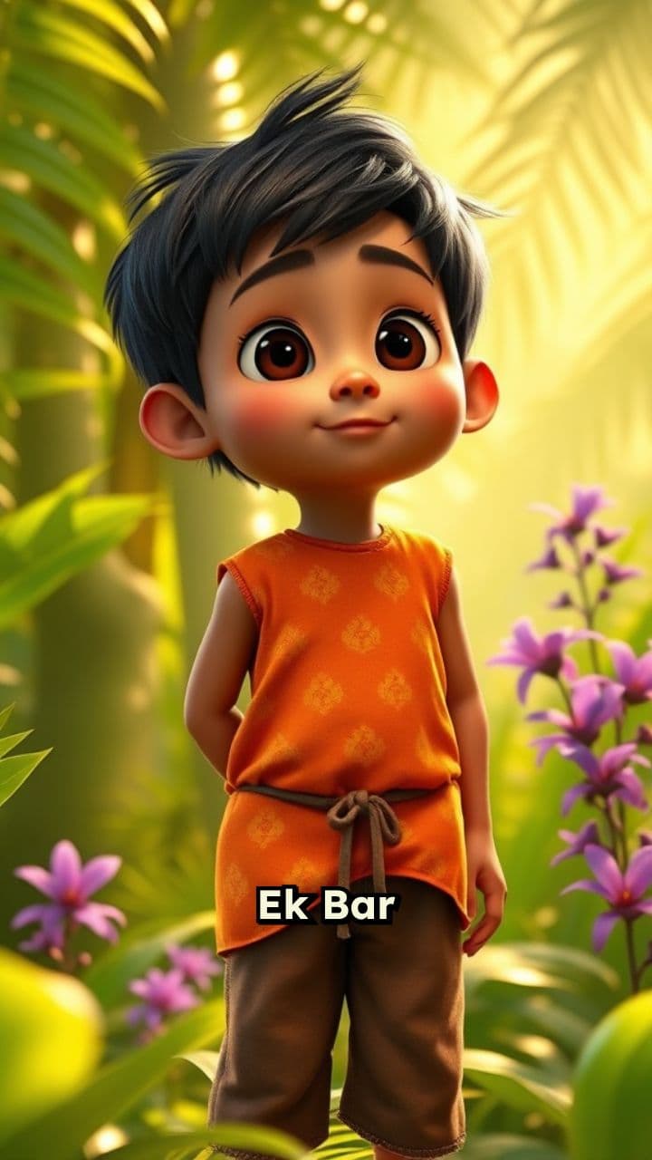 जंगल में बच्चा और शेर