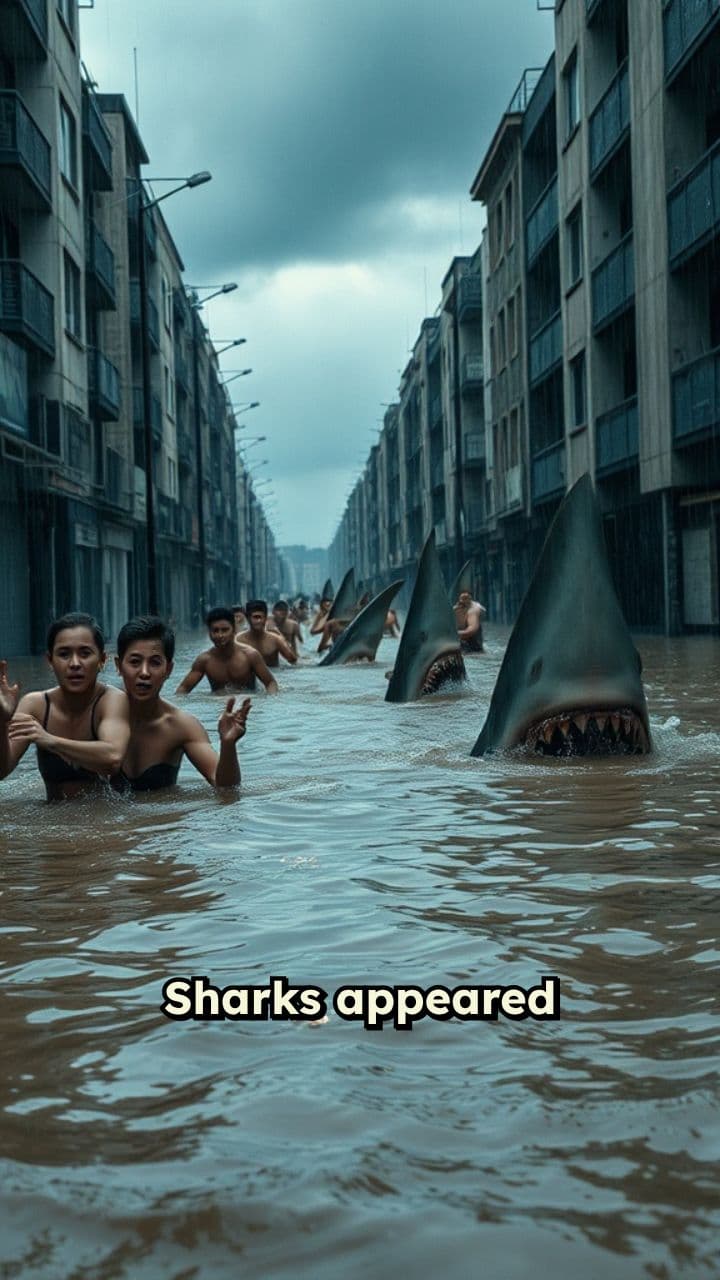 Shark Attack Amid Flooding Chaos