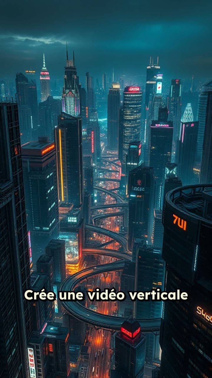 Ville Cyberpunk Futuriste en 9:16
