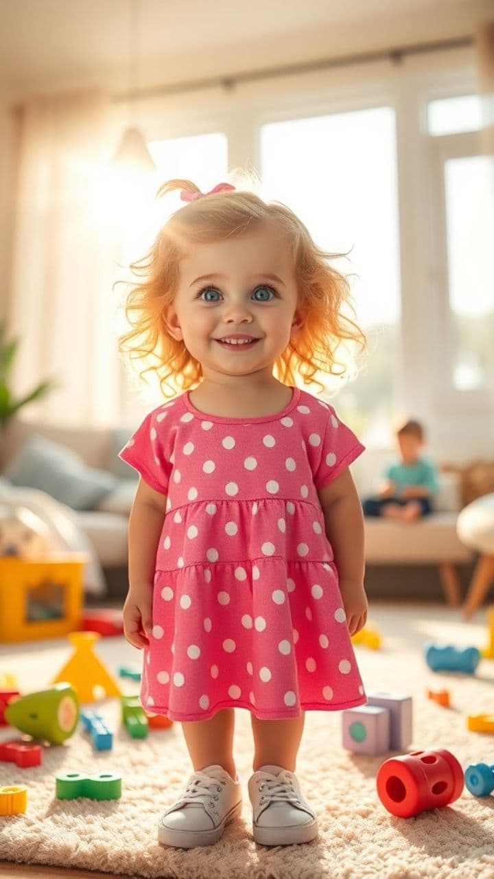 მხიარული გოგონა და თამაშის სიხარული