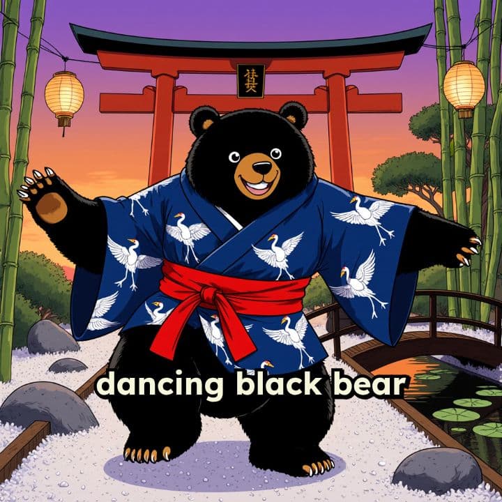 Japanese Style Dancing Black Bear