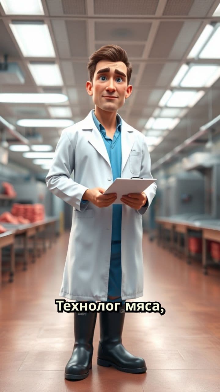 Технолог мяса наблюдает за производством