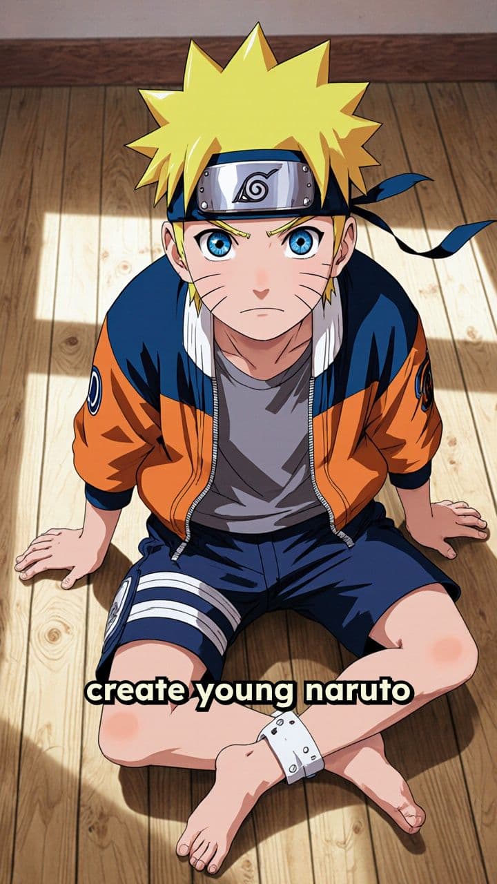 Young Naruto Sitting Barefoot