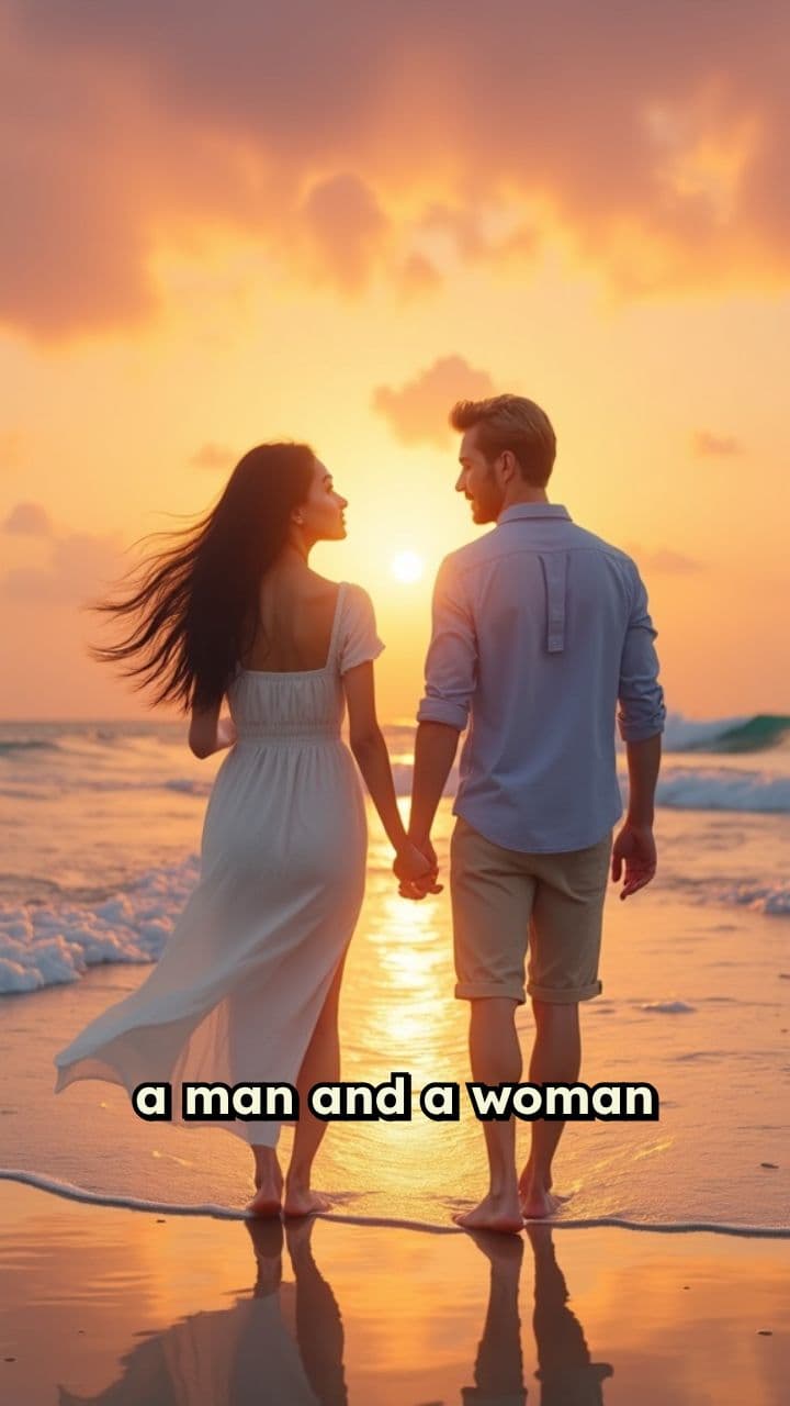 Sunset Beach Stroll in Love