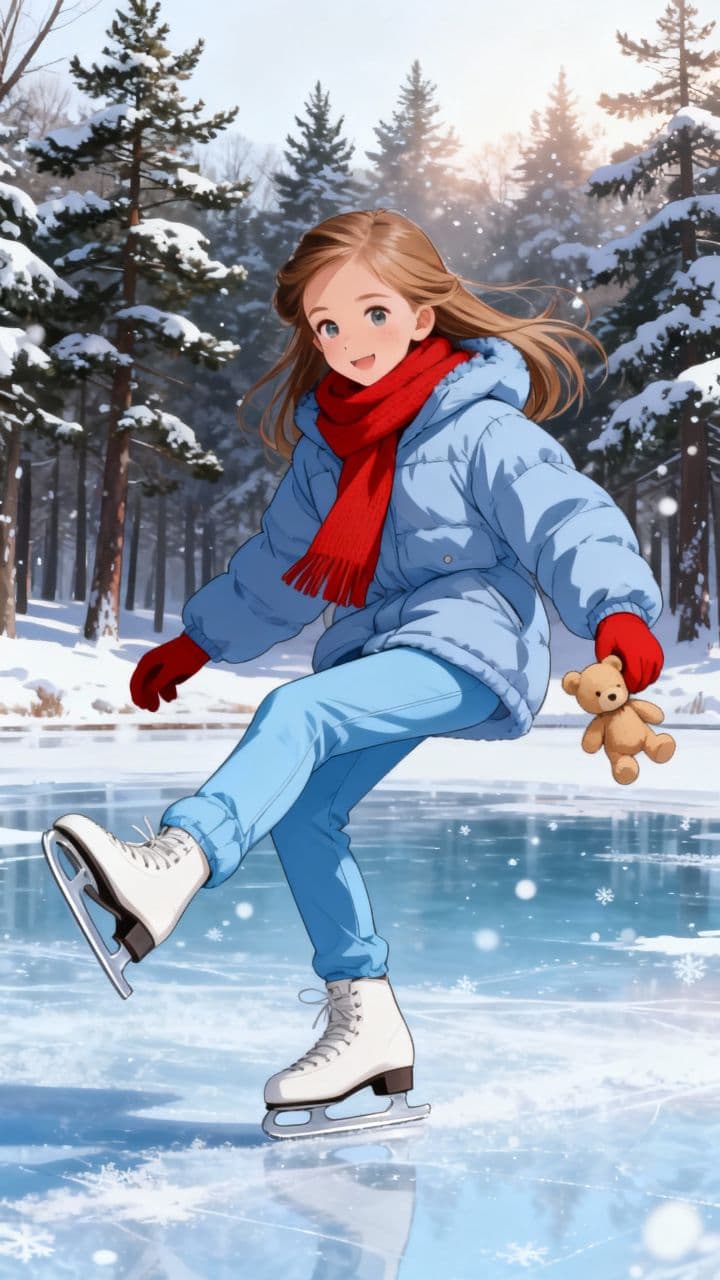 Pond Skating with Teddy Bear