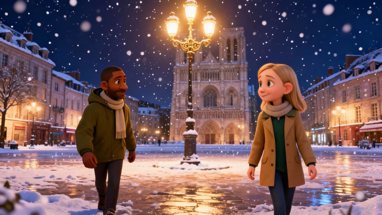 Snowfall Romance in Poitiers