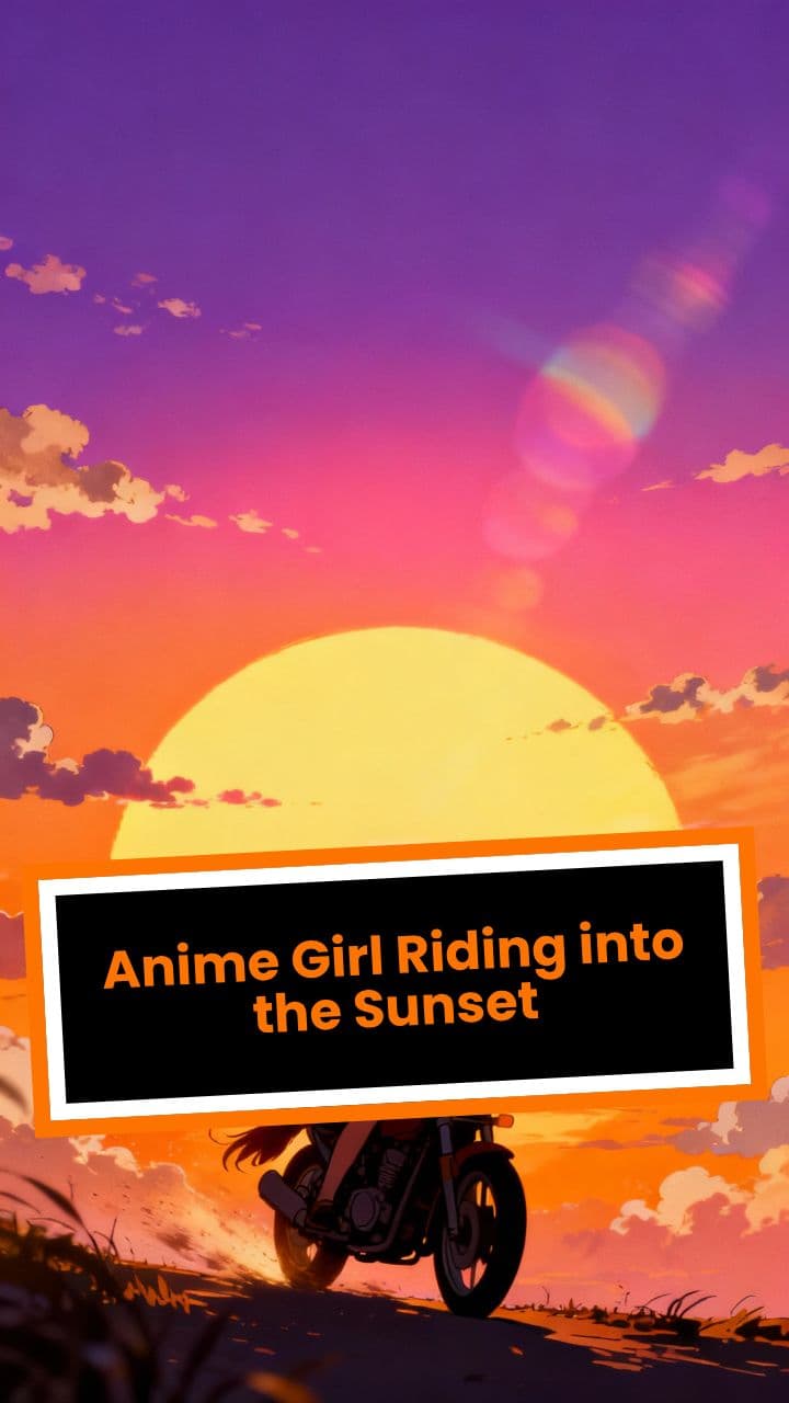 Anime Girl Riding into the Sunset