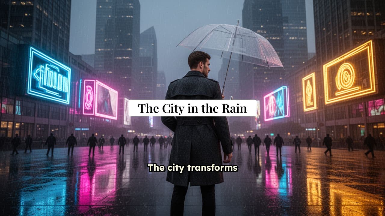 Neon Rain Reflections