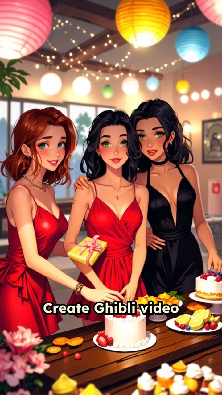 Ghibli Girls' Party in Red and Black